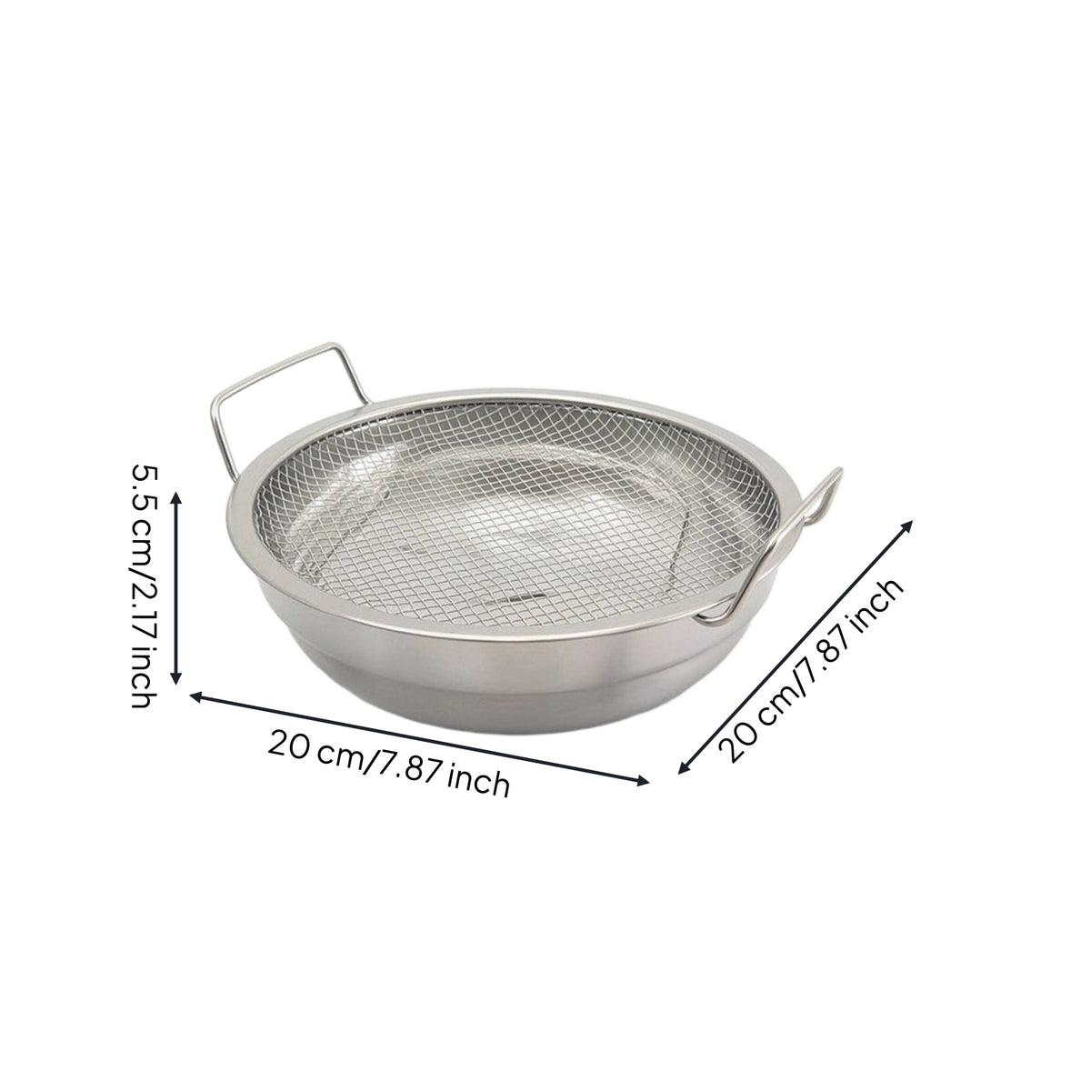 Oil-Draining Pan with Mesh Insert Nested Stainless Steel Strainer Bowl Fine Mesh Strainer Space-Saving Filter Tray Easy to Clean