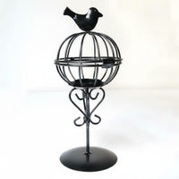 Romantic Atmosphere Birdcage Candle Holder Rustic Charm Vintage Birdcage Lantern Whimsical Design Hollow Iron Candlestick Shabby Chic for Tabletop, Living Room, Patio