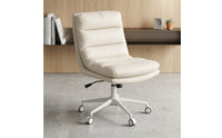 Ergonomic Swivel Office Chair with Wheels Smooth-Rolling Padded Desk Chair with High Backrest Heavy-Duty Easy Care for Students, Workstation, Study Room
