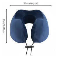 Portable Memory Foam Travel Pillow Removable Washable Cover U-Shaped Neck Pillow Adjustable Clasp for Travelers, Car, Office