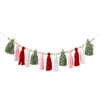 Tassel Garland Festive Banner with Wood Beads Wooden for Photo Backdrop, Nursery