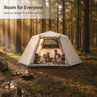 Portable Hexagonal Pop-Up Camping Tent for 4-6 People, Double Layer Waterproof Outdoor Shelter