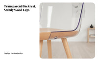 Nordic aesthetic Wood Frame Clear Chair Transparent Design Dining Seat With Armrests Household Furniture Designer Inspired for Interior Designers, Restaurant Owners, Kitchen, Living Room, Home Office, Special Events
