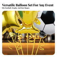 5 Pieces Large Size Champion Award Foil Balloon Reusable Soccer Ball Foil Balloon Self-Sealing for Children, Parents