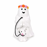Resin Ghost Animal Leash Ornament Smiling Face Ghost Flower Crown Figurine Smooth Molded Seasonal Decoration Festive