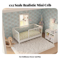 Decorative Piece Miniature Baby Crib Imaginative Play 1/12 Scale Doll Bed Realistic Design 1:12 Scale Doll Crib Highly Detailed for Collectors, Hobbyists, Miniature Scene Building