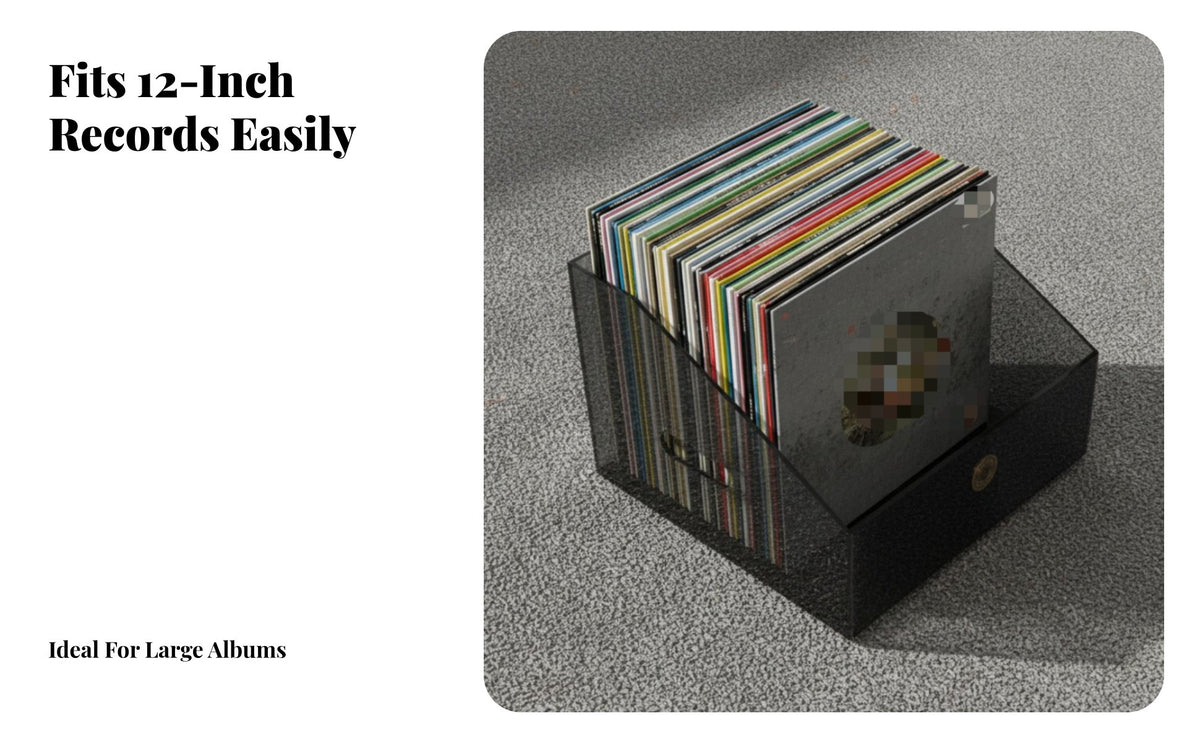 Vinyl Record Storage Box Retro Design Wooden LP Display Rack Large Capacity Wooden LP Storage Box for Audiophiles, Bookshelf