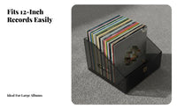 Vinyl Record Storage Box Retro Design Wooden LP Display Rack Large Capacity Wooden LP Storage Box for Audiophiles, Bookshelf