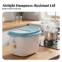 Rice Storage Container Water-Resistant-Resistant Sealed Grain Dispenser Transparent Window Large Capacity Grain Dispenser for Kitchen, Pantry