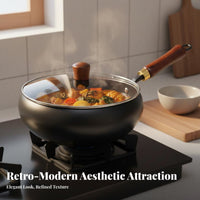 Flat Bottom Wok Pre-Seasoned Chinese Iron Wok Chinese Iron Pot Large Capacity Stir-Fry Pan Traditional Design