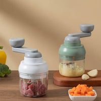 Multi-Functional Manual Garlic Masher Cordless Rotary Vegetable Mincer No Electricity Required Hand Powered Food Dicer Sturdy Stainless Steel for Parents, Camping, RV Life