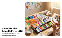 Face Paint Kit with Brushes and Stencils | 12 Bright Colors, complete, Face and Body Paint Set with Stencils, for Parties