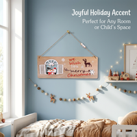 Wooden Hanging Sign Merry Christmas Indoor Outdoor Festive Wooden Plaque for Christmas Tree Ornament Rustic Aesthetic Jute Rope Hanger