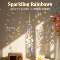 Stained Glass Suncatcher, Handmade Glass Rainbow Maker for Indoor Window, Decorative Ornament with Hook for Children's Room