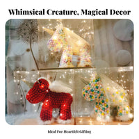 Fuzzy Sphere Mythical Horse Figure Multiple Styles Available Illuminated Mythical Horse Gift Box House Decoration Desk Sculpture