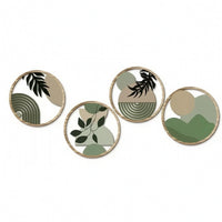 4 Pieces Decorative Round Wooden Sign Classic Printed Wood Plaque Aesthetic Wooden Wall Hanging Vintage for Entryway