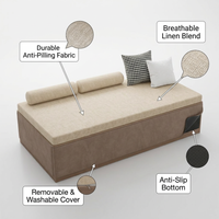 Bay Window Seat Cushion, Indoor Window Seat Pad, Chenille Light Gray, Simple Modern, Washable Cover, Sponge Filling