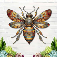 Metal Bee Wall Art Effortless to Hang Honeybee Wall Decor Indoor Outdoor Use House Decoration for Bedroom, Office