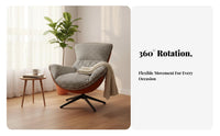 Houndstooth Pattern Swivel Eggshell Chair Nordic Design Upholstered Swivel Barrel Chair Soft Cushion Lounge Seat Curved Backrest for Homeowners, Adults, Interior Decorators, Living Room, Bedroom, Reading Nook, Balcony