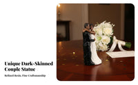 African American Wedding Cake Topper Keepsake Black Bride and Groom Figurine Hand-Painted Black Couple Cake Decoration for Living Room, Anniversary