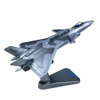 Fighter Jet Model with Display Stand Gray J-20 Model Preassembled Fighter Jet with Display Stand for Office Decor