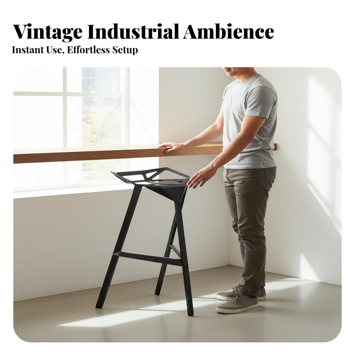 With Footrest Retro High Stool Anti-Rust Finish Wrought Iron Wood Seat Chair Heavy Duty Cafe Counter Chair for Restaurant Owners, Homeowners, Interior Designers, Bar, Dessert Shop, Dining Room, Kitchen