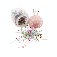 Pearlized Heads Sewing Pins with Pincushion Jar Multi-Colored Colorful Ball Head Straight Pins Easy to See for Seamstresses, Quilters, Crafters, Dressmaking, Crafting