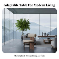 Rectangular Wood Slab Table Multipurpose Design Rectangular Wood-Top Table Space Saving Sturdy Construction for Living Room