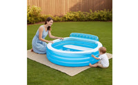 Inflatable Pool with Backrest Drain Outlet Round Pool with Seats 590 L Capacity