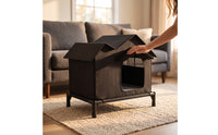 Elevated Cat House Weatherproof Heated Cat House Four-Season Pet Supply for Outdoor, Porch, Winter