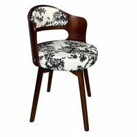 Retro Design Upholstered Swivel Chair Sturdy Construction Upholstered Swivel Armchair Curved Backrest Dining Seat Padded Cushion for Children, Interior Decorators, Homeowners, Study Room, Balcony, Bedroom, Office
