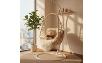 Hanging Basket Chair Woven Hanging Chair with Cushion Padded Furniture for Adults, Teens, Balcony, Bedroom, Living Room