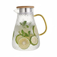 Large Capacity Glass Water Pitcher Easy to Clean Glass Pitcher with Lid Dishwasher Safe for Families, Hosts, Living Room, Daily Use, Kitchen