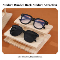 Sunglasses Storage Rack Space-Saving Wooden Glasses Display Stand Sturdy Construction Tiered Display Riser for Collectors, Retail Store, Market Stall