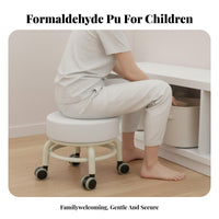 Ultra-Quiet Caster Wheel Stool Noiseless Movement Slimline Design Roller Stool With Wheels Rolling Seat 360° Swivel for Children, Homeowners, Living Room, Entryway, Cleaning, Gardening