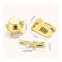 3 Pieces Gold-Tone Shrine Box Ornate Religious Ornaments Catholic Sculpture Intricate for Collectors