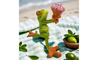 Nordic Design Proposing Frog Figurine Creative Design Kneeling Frog Holding Flowers Statue Cute Appearance for Couples, Valentine's Day