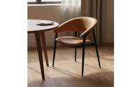 Minimalist Design Leather Backrest Chair Ergonomic Design Modern Upholstered Dining Chair Contemporary Dining Armchair for Hotel, Restaurant, Conference Room