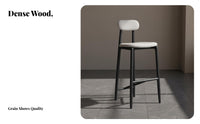 utilitarian aesthetic Wooden Seat Counter Stool Light Luxury Bar Chair Nordic Design Seating Furniture with Footrest for Cafe Owners, Homeowners, Adults, Reception Desk, Restaurant, Kitchen