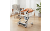 Manual Patient Lift Caster Wheels Hand-Crank Patient Lifter Metal Frame Wheeled Transfer Chair for Caregivers, Elderly