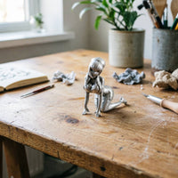 Vintage Design Kneeling Lady Miniature Artisan-Made Kneeling Woman Figurine Eye-Catching Design Brass Woman Figurine Pocket Size for Collectors, Car Interior, Desktop, Office