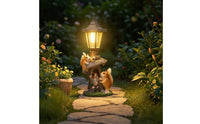 Whimsical Squirrel Garden Statue with Lantern Outdoor Solar Light with Squirrel Base Resin Long-Lasting for Gardeners
