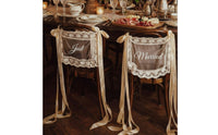 Tulle Chair Bows with Lace Transparent Chair-Back Decorations with Ribbons Sash Adjustable Elegant for Brides