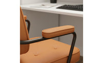 Ergonomic Backrest Tufted Leather Desk Chair 360 Degree Swivel Rolling Office Armchair Adjustable Height Upholstered Computer Chair for Students, Study Room