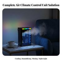 Desktop Water Cooling Fan Colorful Night Light Portable Air Chiller Fan 5 Speed Settings Portable Air Chiller for Office, Bedroom, Dorm Room