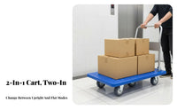 Quiet Wheels Foldable Push Trolley Easy Storage Collapsible Dolly Lightweight Platform Truck Multi-Purpose for Delivery Personnel, Warehouse Workers, Garage, Workshop, Shopping, Loading Dock