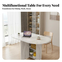 Multi-Functional Folding Dining Trolley Multifunctional Convertible Dining Console Mobile Space-Saving Furniture Extendable for Small Apartment Dwellers, Students, Families, Studio Apartments, Kitchen, Living Room, Home Office