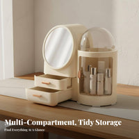 Desktop Cosmetic Case with lighted Mirror particleproof Cover for Dressing Table, Women