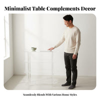 Modern Design 2-Tier Transparent Oval Stand Crystal Clear Design 2-Tier Transparent Stand Space-Saving Console Table Versatile Use for Apartment Dwellers, Homeowners, Living Room, Entryway, Hallway, Bedroom