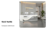 Modern Reception Desk Varnished Surface Ed Finish High Gloss Reception Sturdy Salon Front Desk Storage Stability Suitable for Spa Sales Center Corporate Setting Retail Store